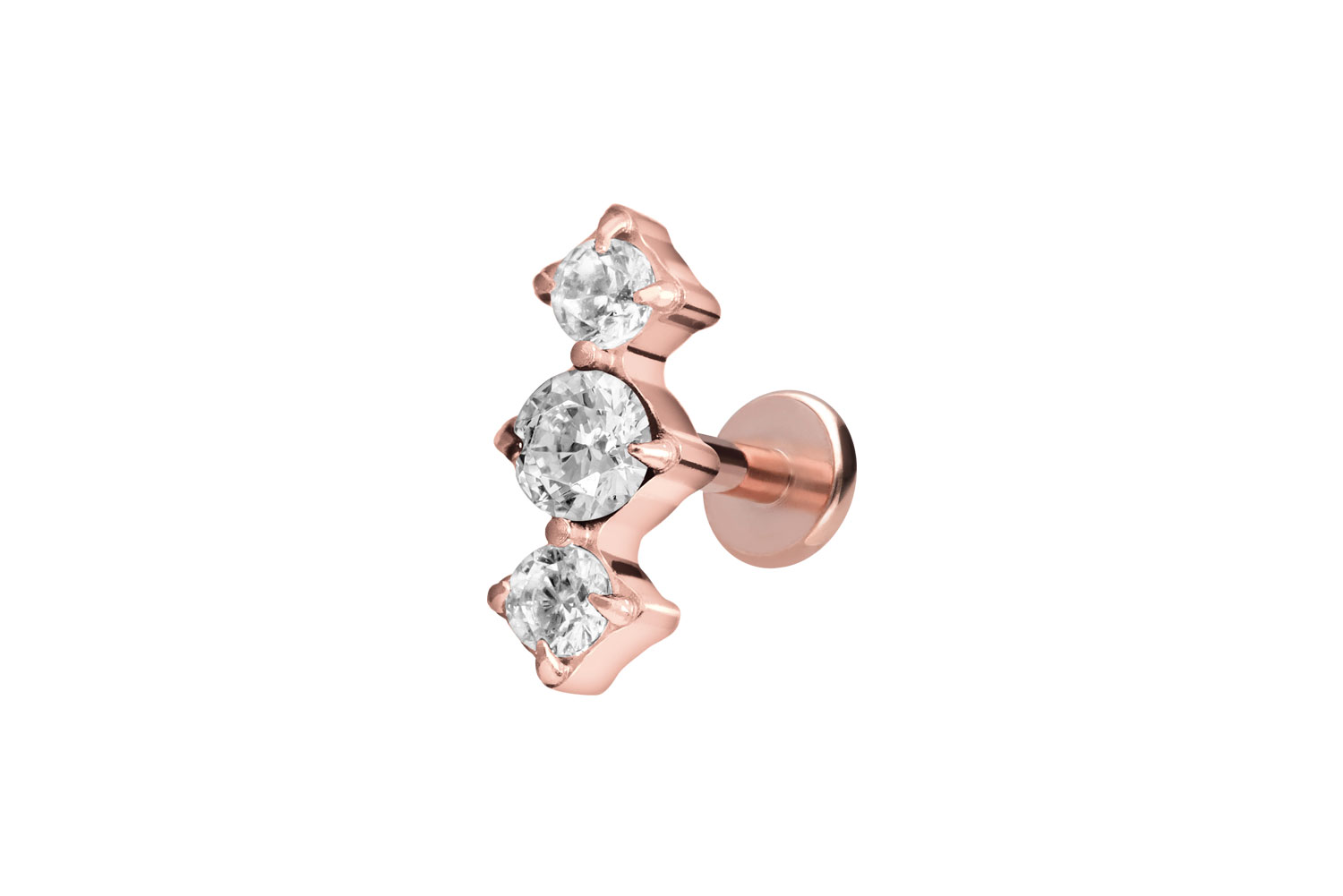 Titan Labret Piercing mit Innengewinde 3 EINGEFASSTE KRISTALLE